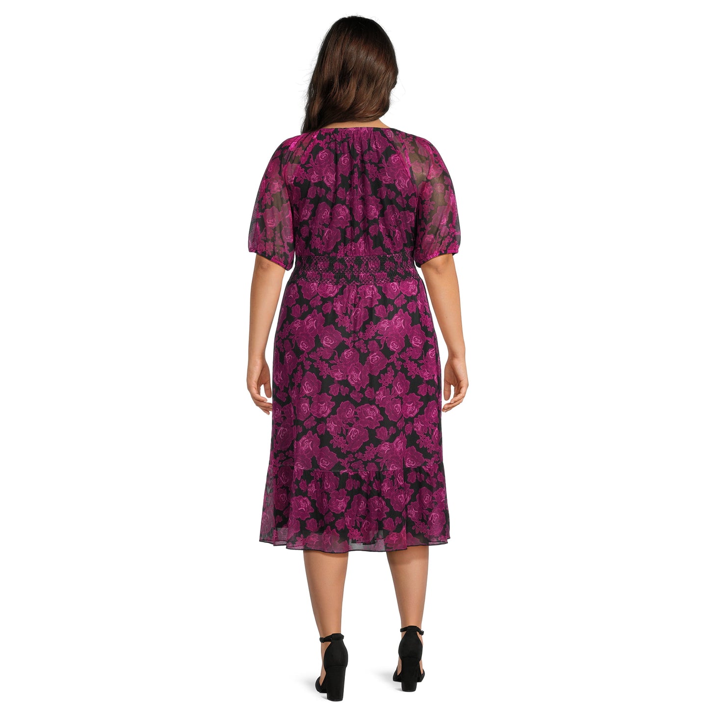 Terra & Sky Women's Plus Size Smocked Mesh Dress