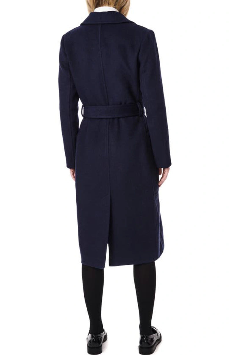 BERNARDO Belted Wool Blend Longline Coat (Women)