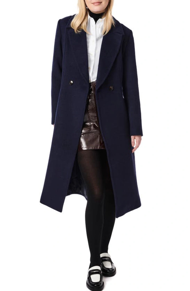 BERNARDO Belted Wool Blend Longline Coat (Women)
