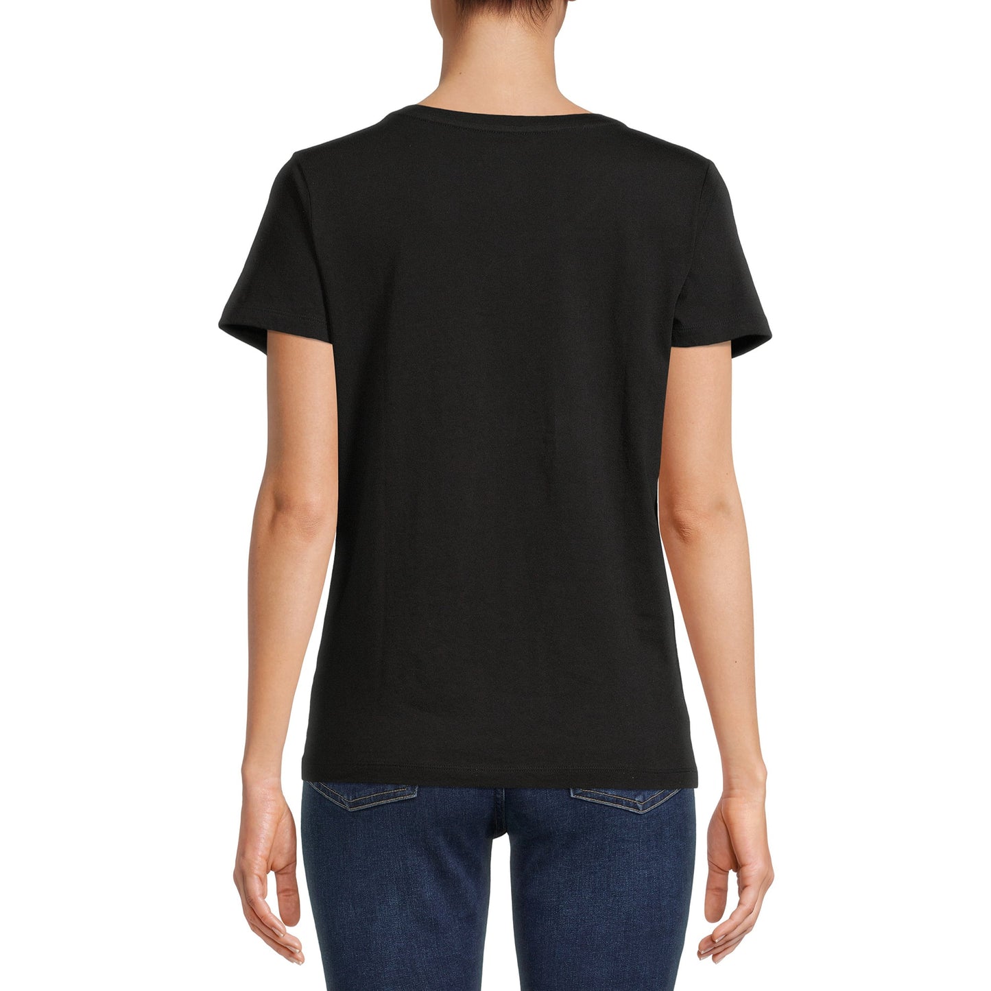 Time and Tru Women's V-Neck T-Shirt with Short Sleeves