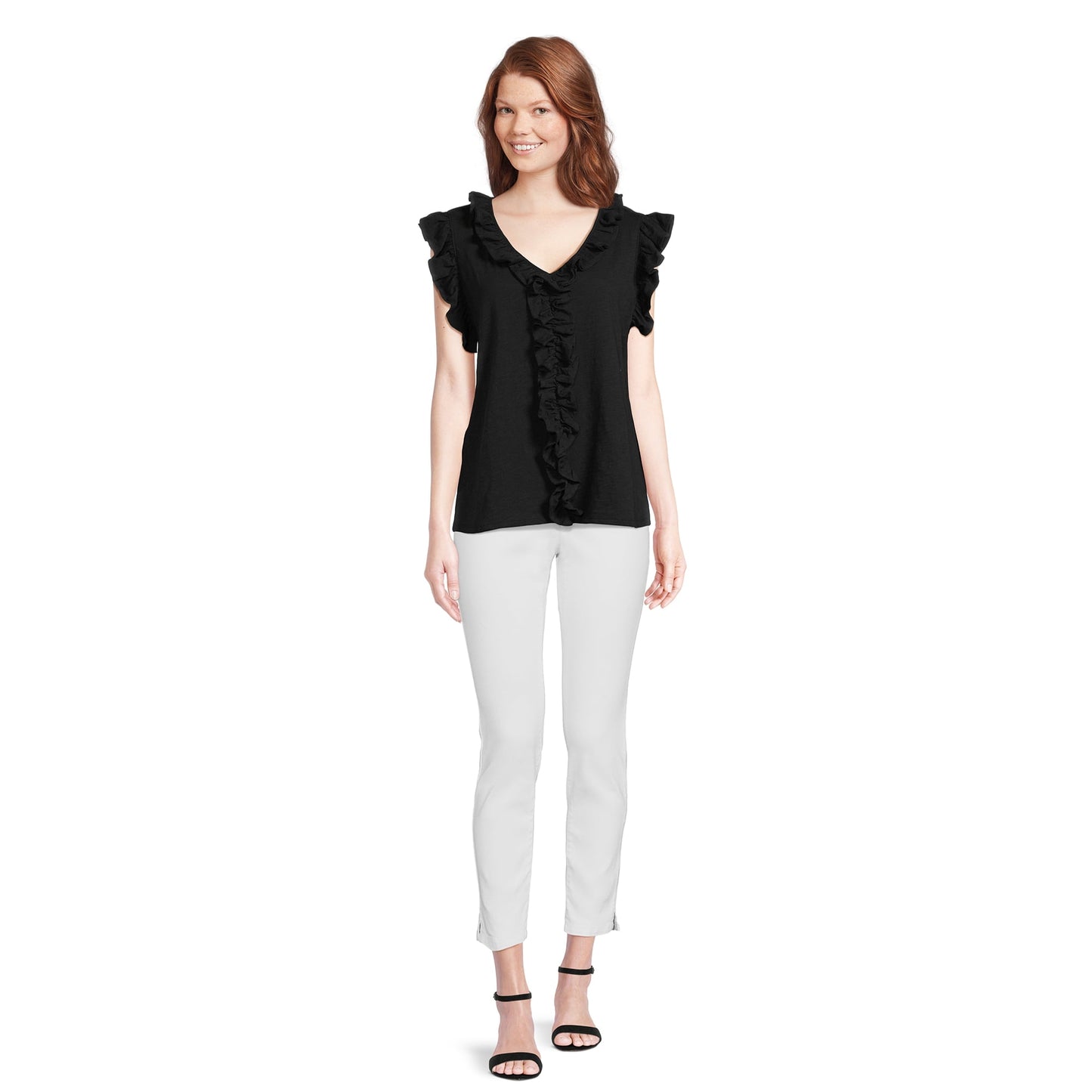The Pioneer Woman V-Neck Ruffle Sleeve Top, Womens