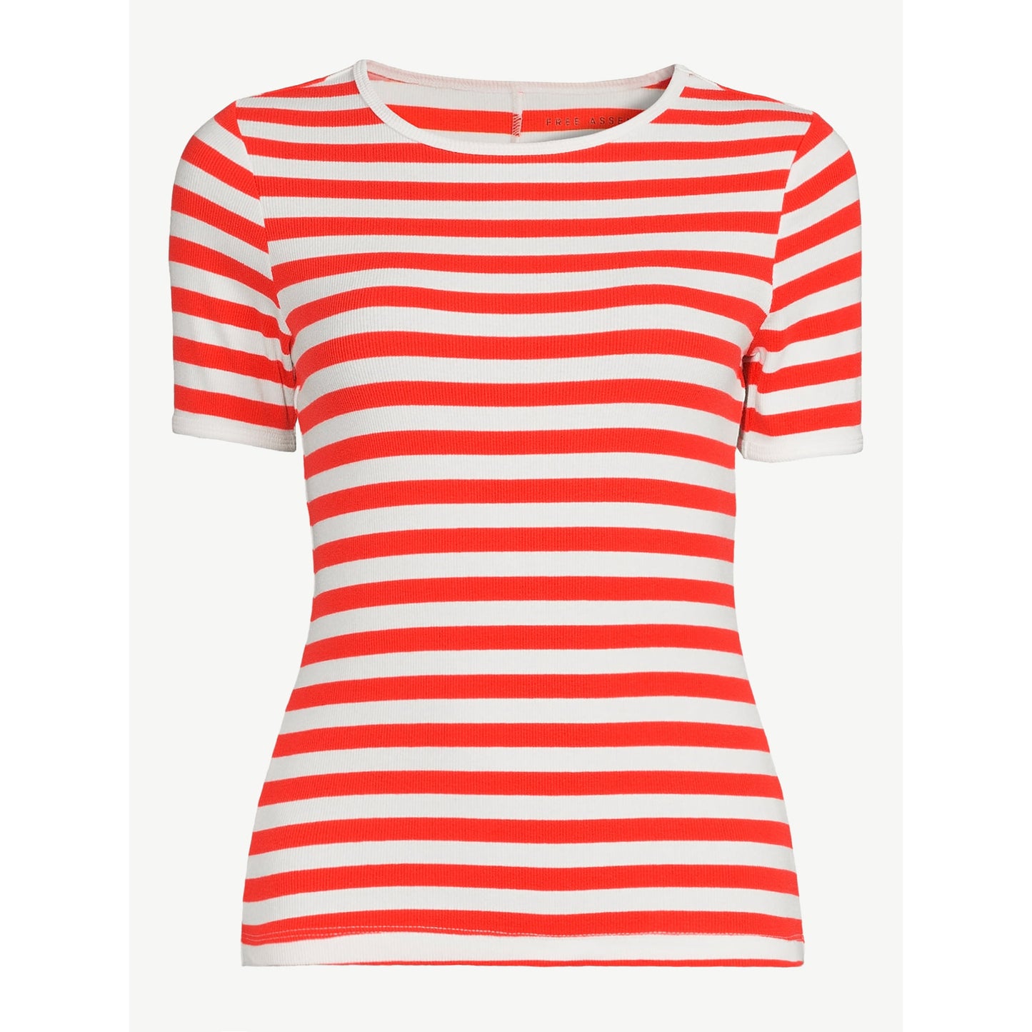 Free Assembly Women's Ribbed Crewneck Tee with Short Sleeves,