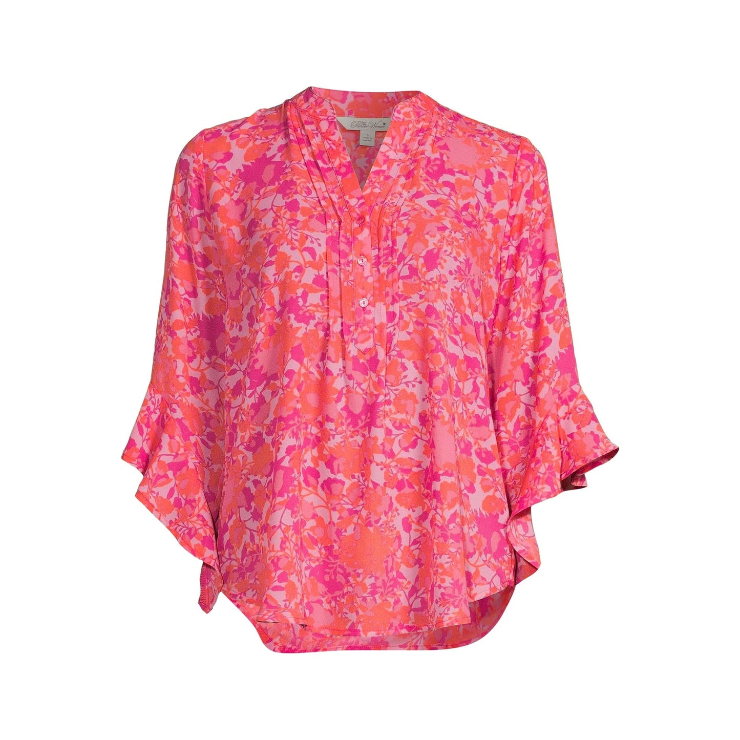 The Pioneer Woman Pleated Ruffle Sleeve Blouse, Womens