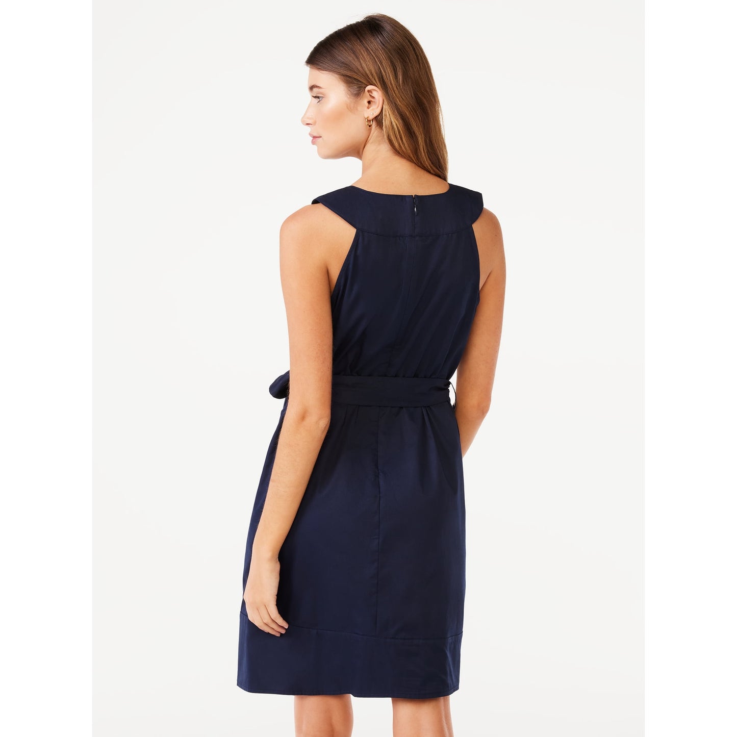 Free Assembly Womens Sleeveless Belted Mini Shift Dress,