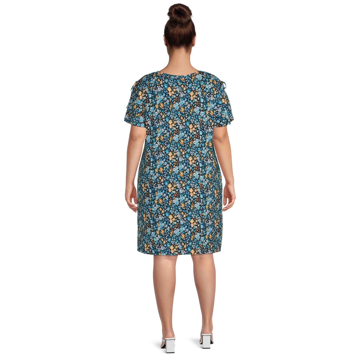 Terra & Sky Women's Plus Size Ruched Shoulder Knit Dress