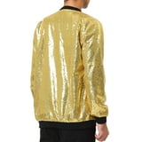 Lars Amadeus Men's Long Sleeve Zipper Glitter Bomber Jacket Coats