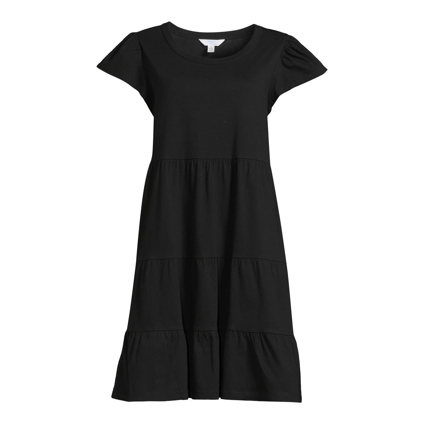 Time and Tru Womens Short Sleeve Tiered Knit Dress( with Pockets)
