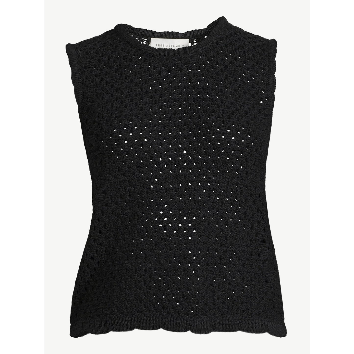 Free Assembly Womens Sleeveless Crochet Sweater Top,