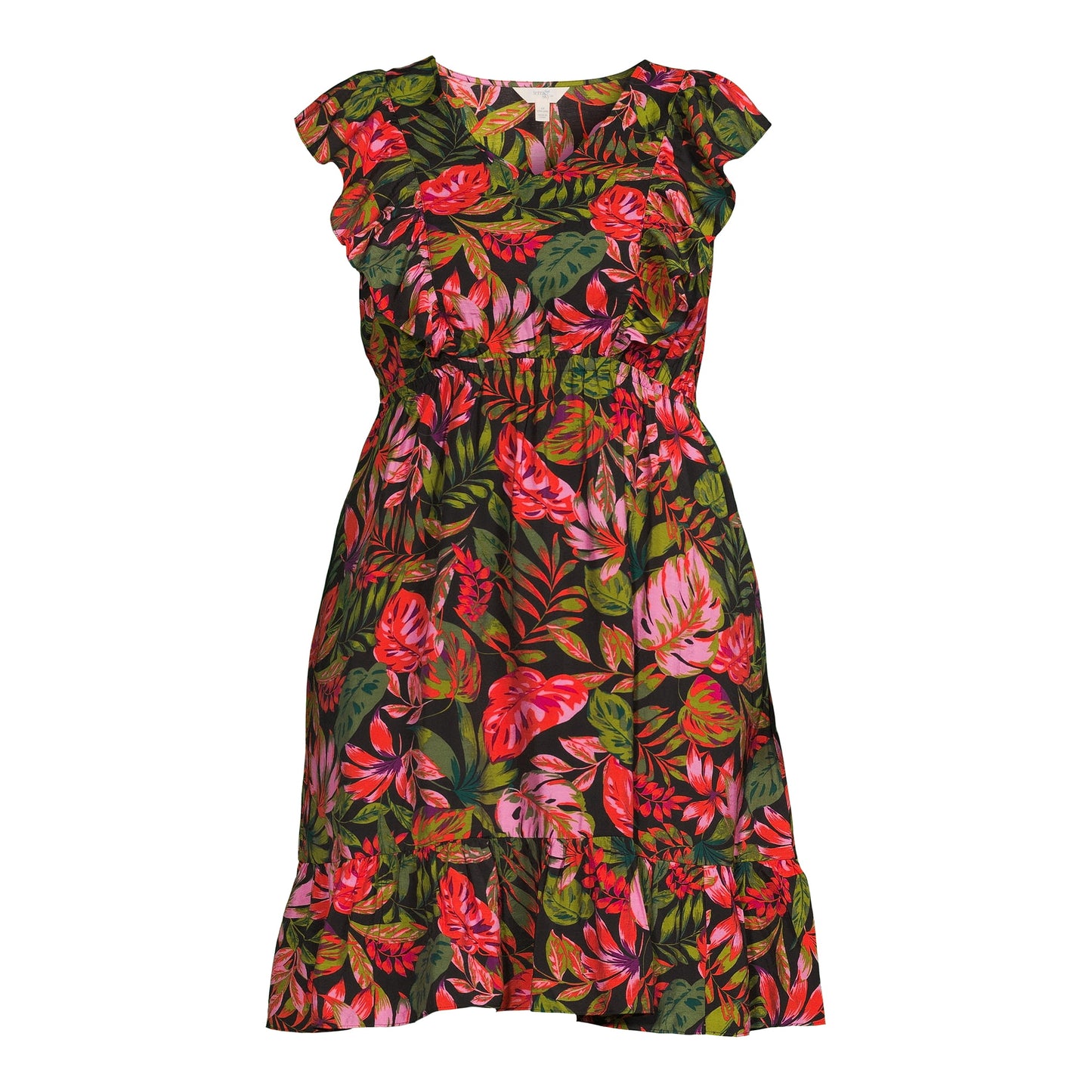 Terra & Sky Womens Plus Size Flutter Sleeve Dress