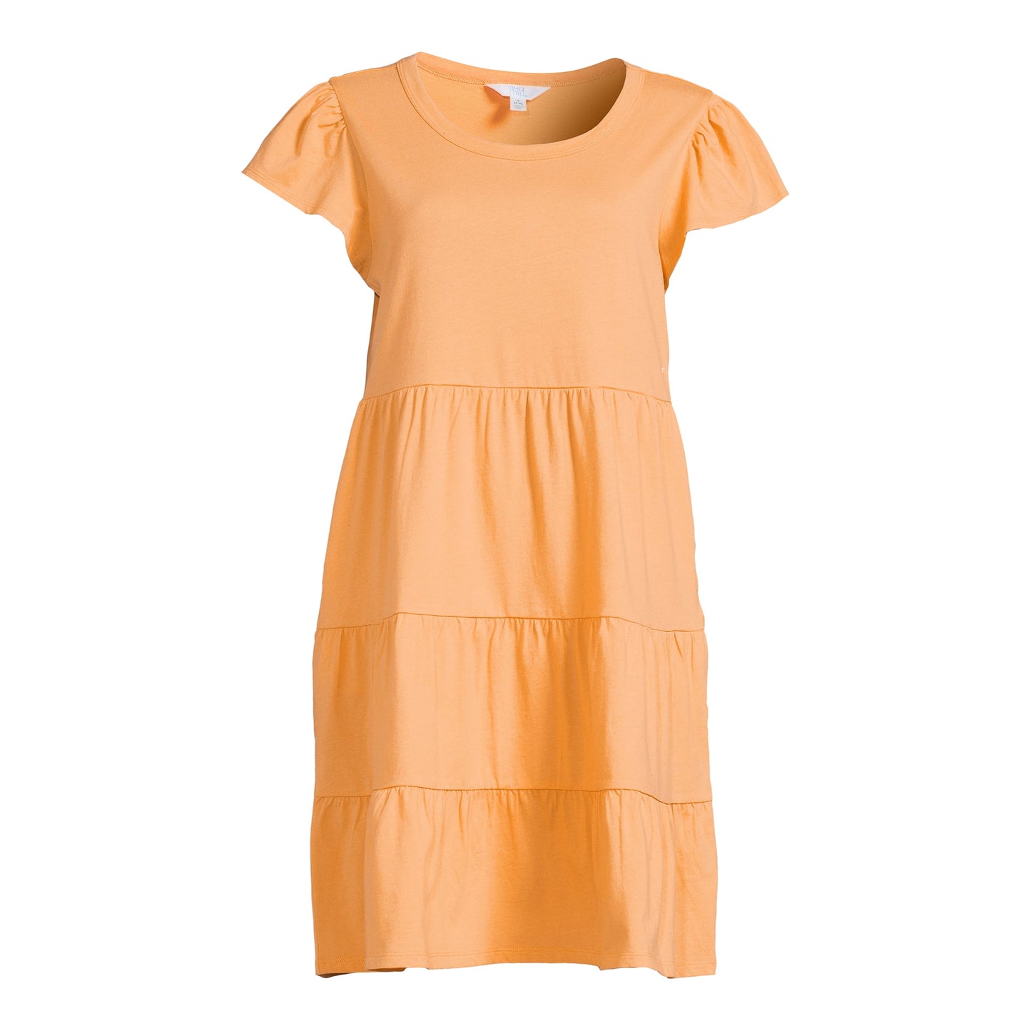Time and Tru Womens Short Sleeve Tiered Knit Dress( with Pockets)