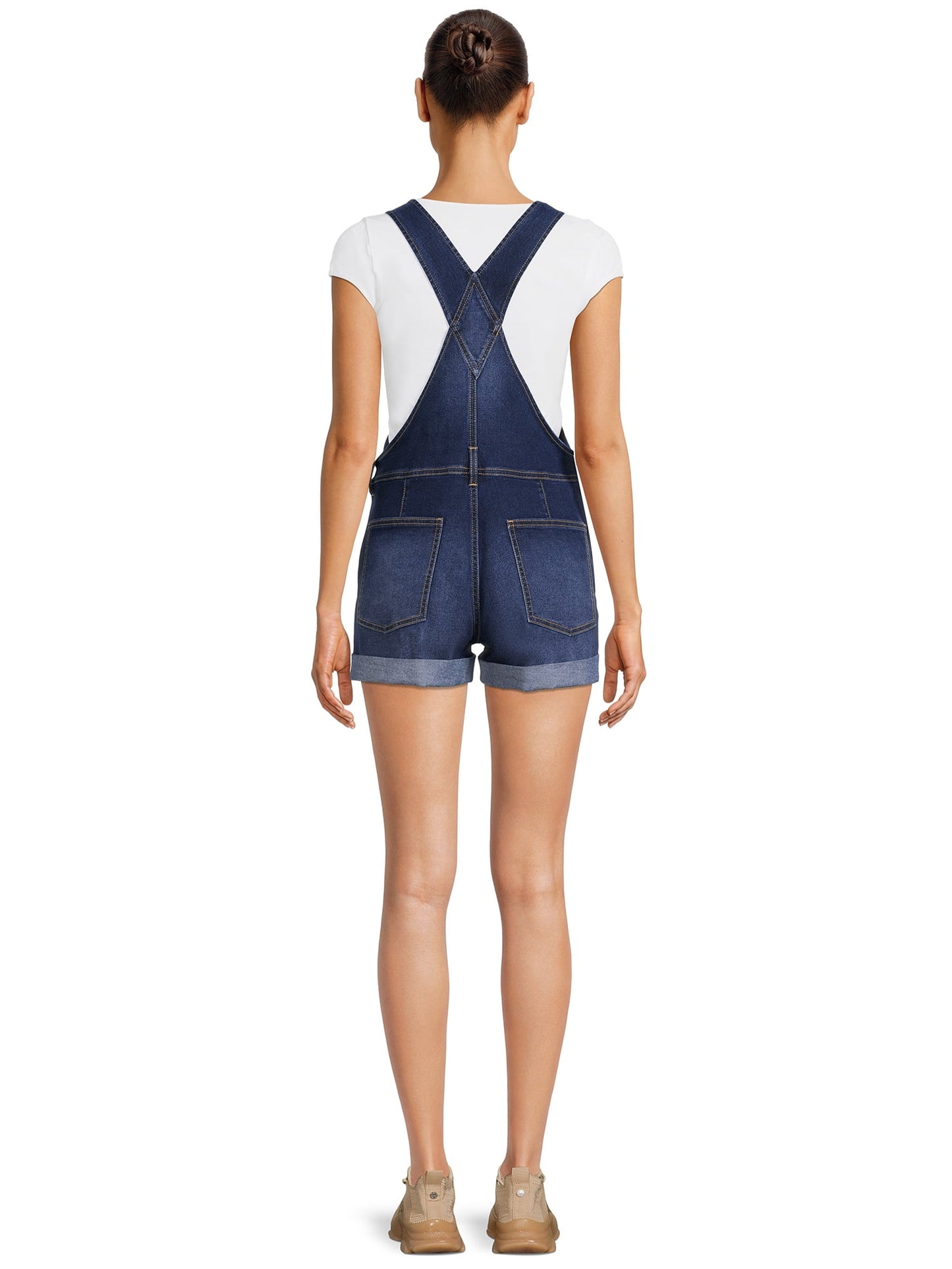No Boundaries Juniors Relaxed Boyfriend Shortalls
