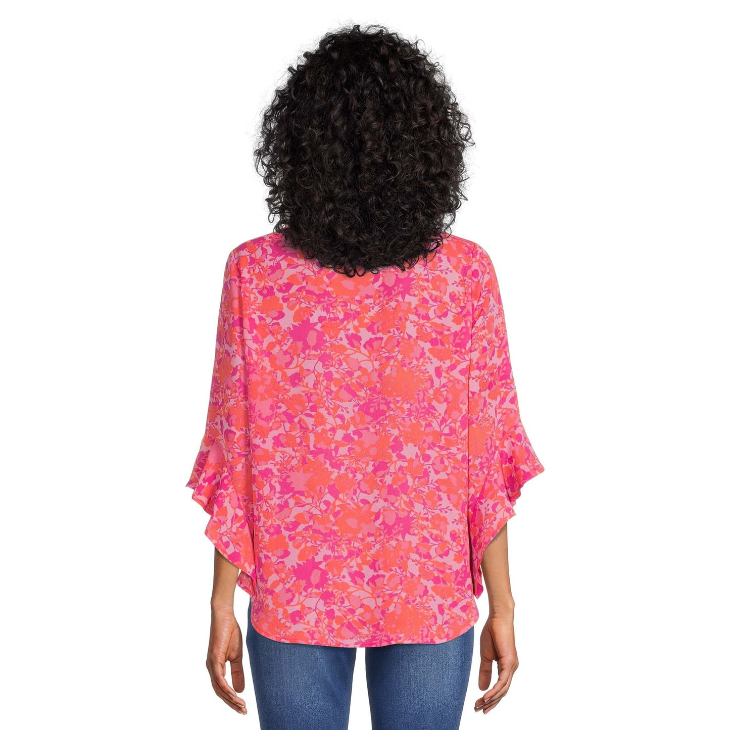 The Pioneer Woman Pleated Ruffle Sleeve Blouse, Womens