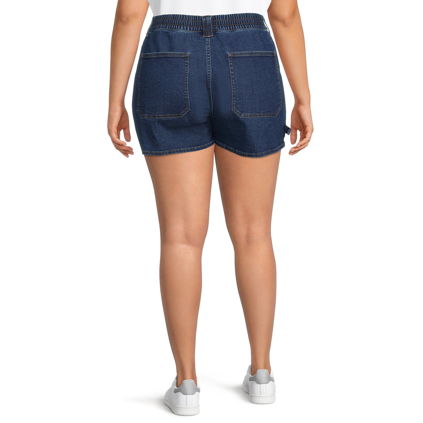 No Boundaries Juniors Plus Denim Carpenter Shorts with Elastic Back