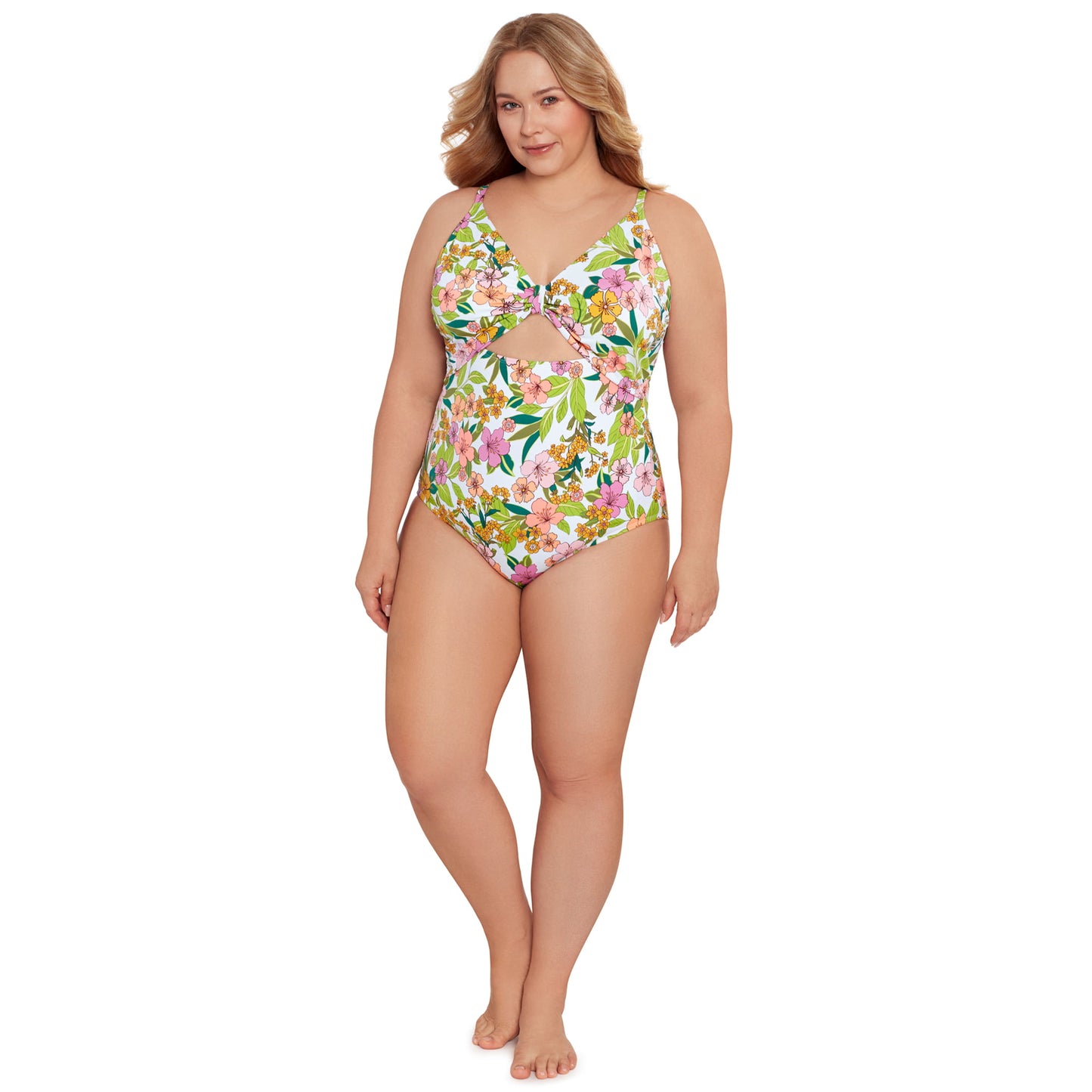 Time and Tru Womens and Womens Plus Front Cutout One Piece