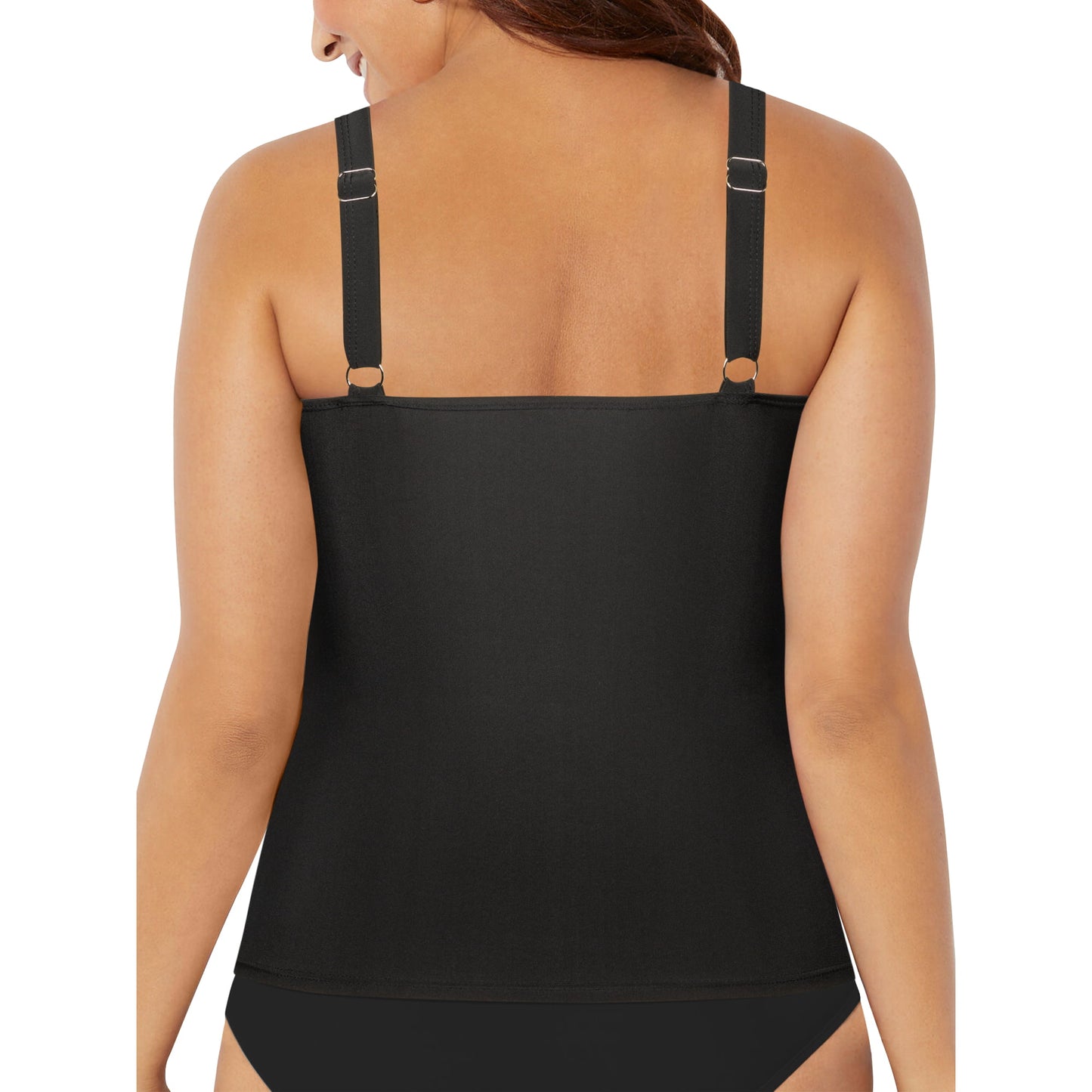 Chama Plus Size Tankini Top for Women Retro Ruched Swimsuit Top