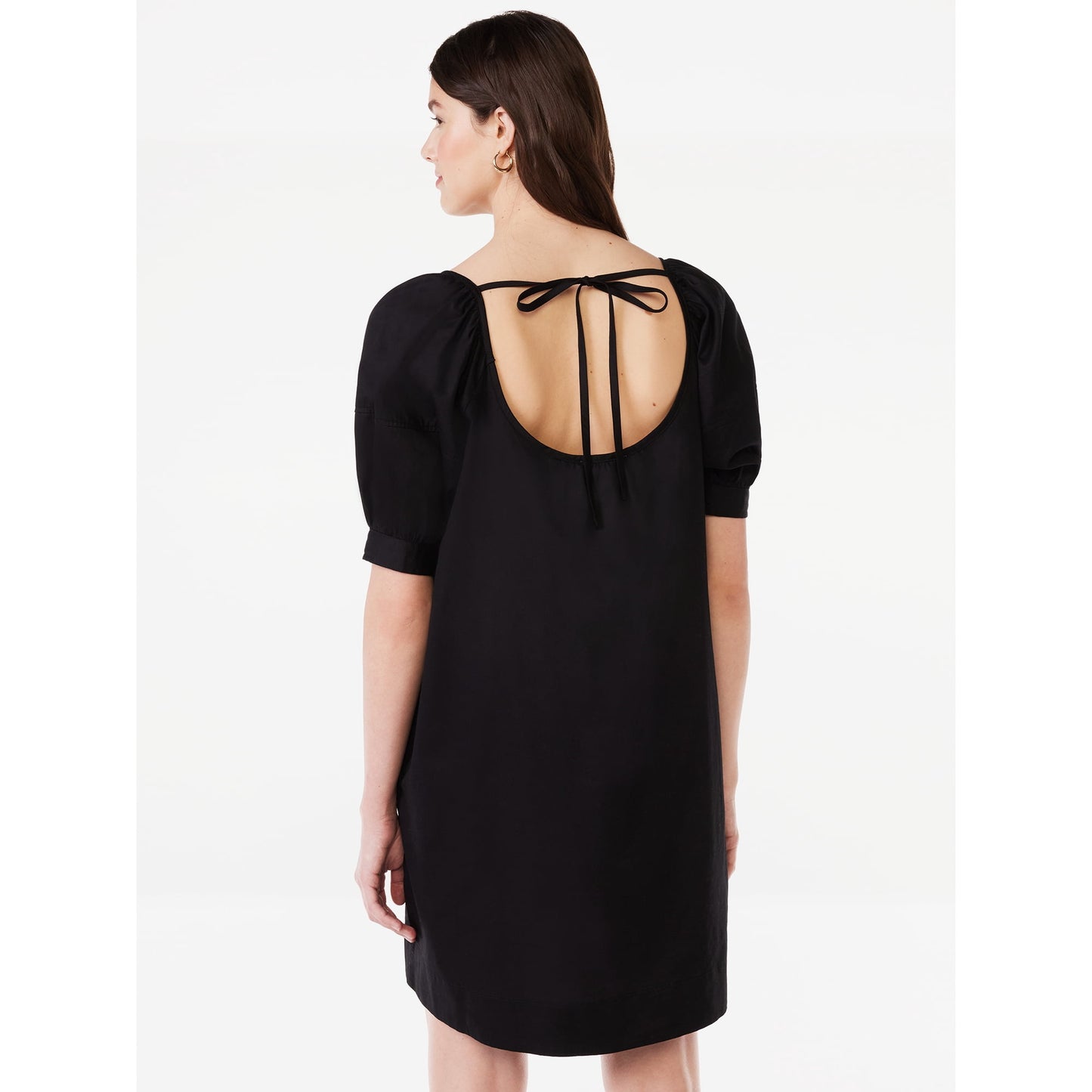 Free Assembly Womens Square Neck Mini Dress with Puff Sleev