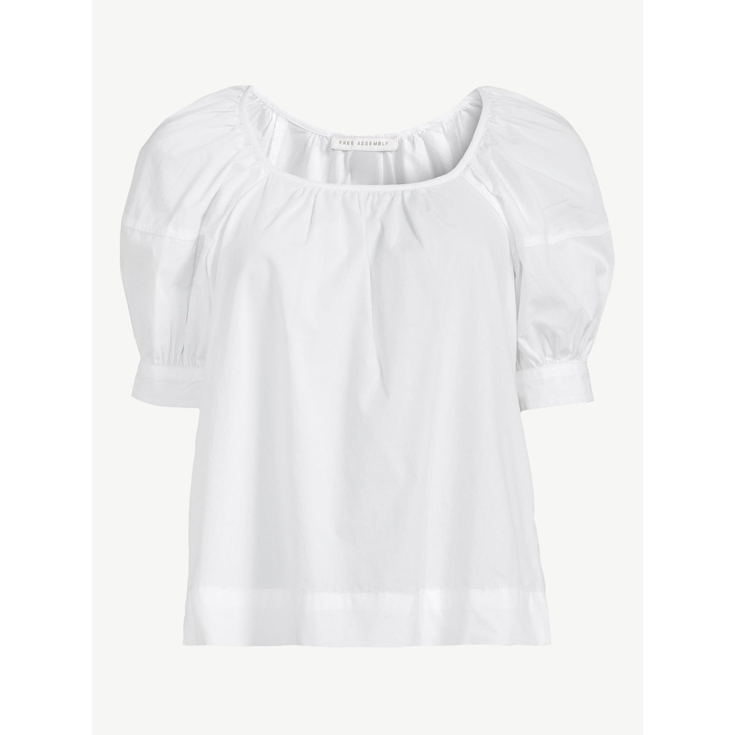 Free Assembly Womens Square Neck Top with Short Puff Sleeves,