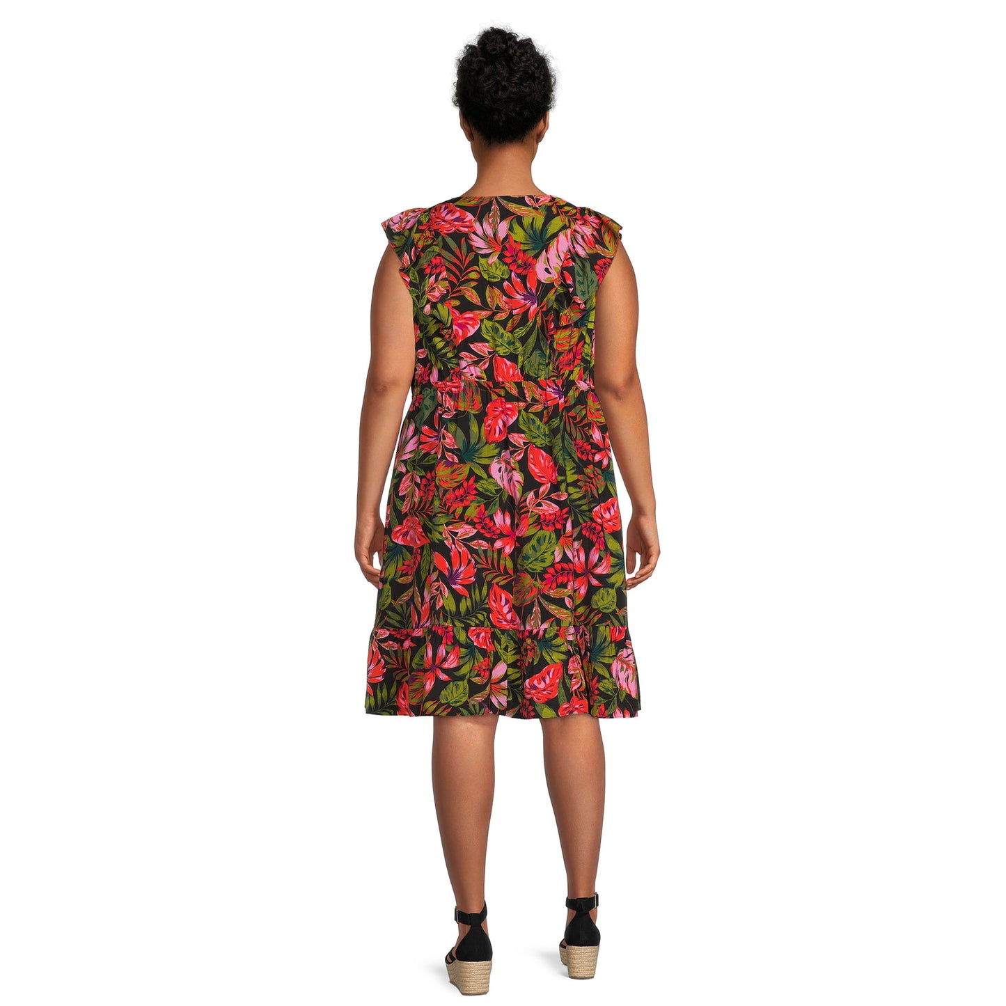 Terra & Sky Womens Plus Size Flutter Sleeve Dress