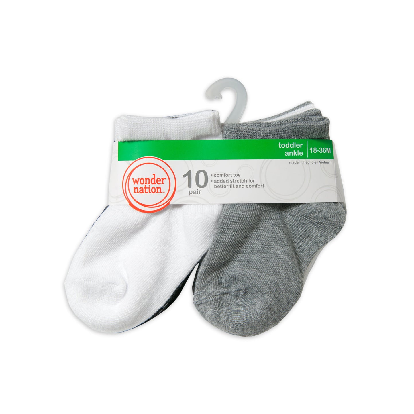 Wonder Nation Boys Ankle Socks, 10 Pack, 3T- 5T
