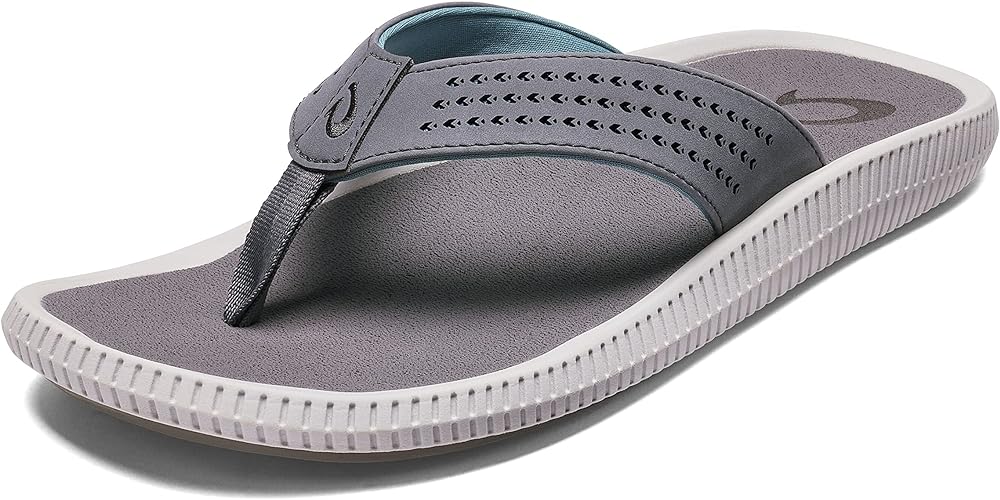 OluKai Ulele Men's Beach Sandals, Quick-Dry Flip-Flop Slides, Water Resistant Suede Lining & Wet Grip Soles, Soft Comfort Fit & Arch Support
