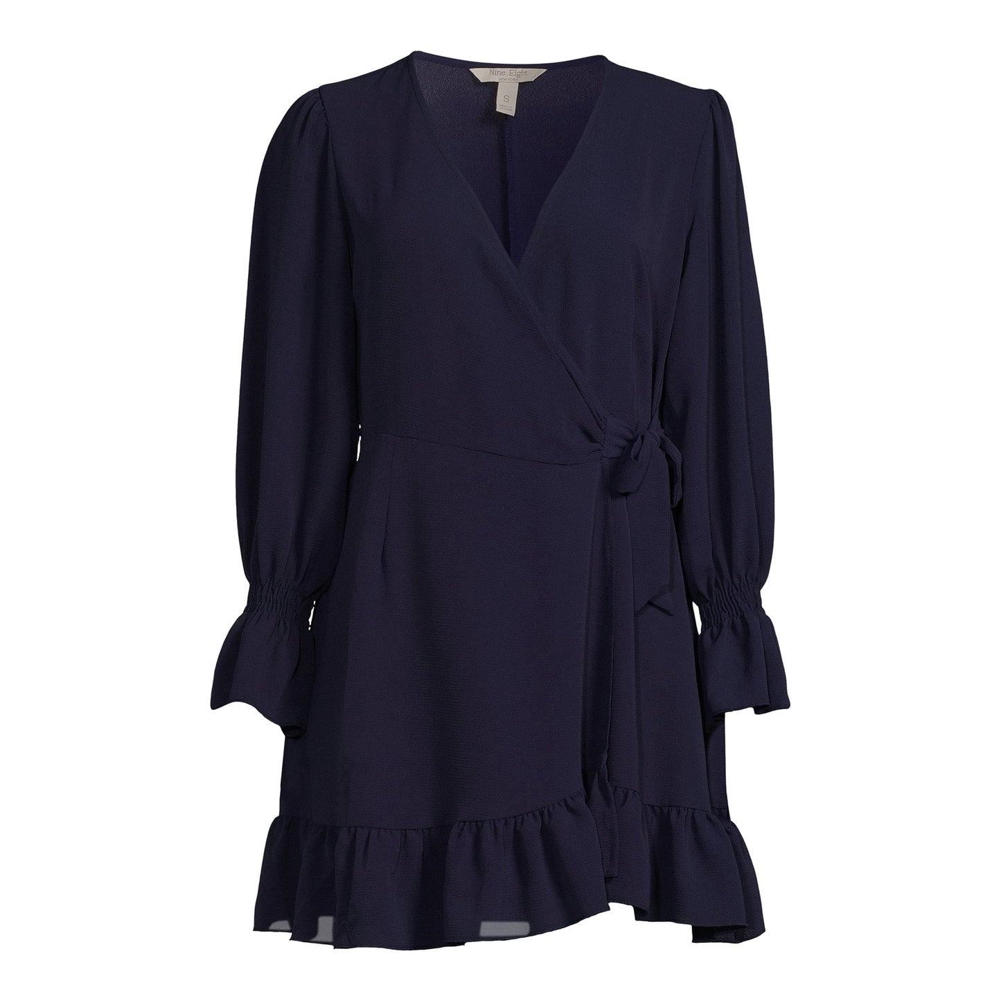 Nine.Eight Womens Ruffle Wrap Dress with Long Sleeves