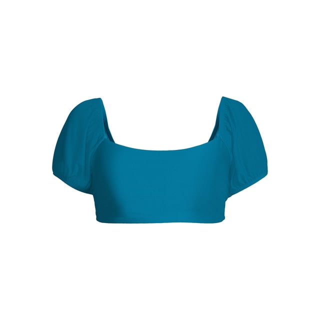 Time and Tru Womens and Womens Plus Puffed Sleeve Swim Top