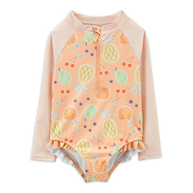 Carter's Child of Mine Baby and Toddler Girl Rashguard Swimsuit, One-Piece,