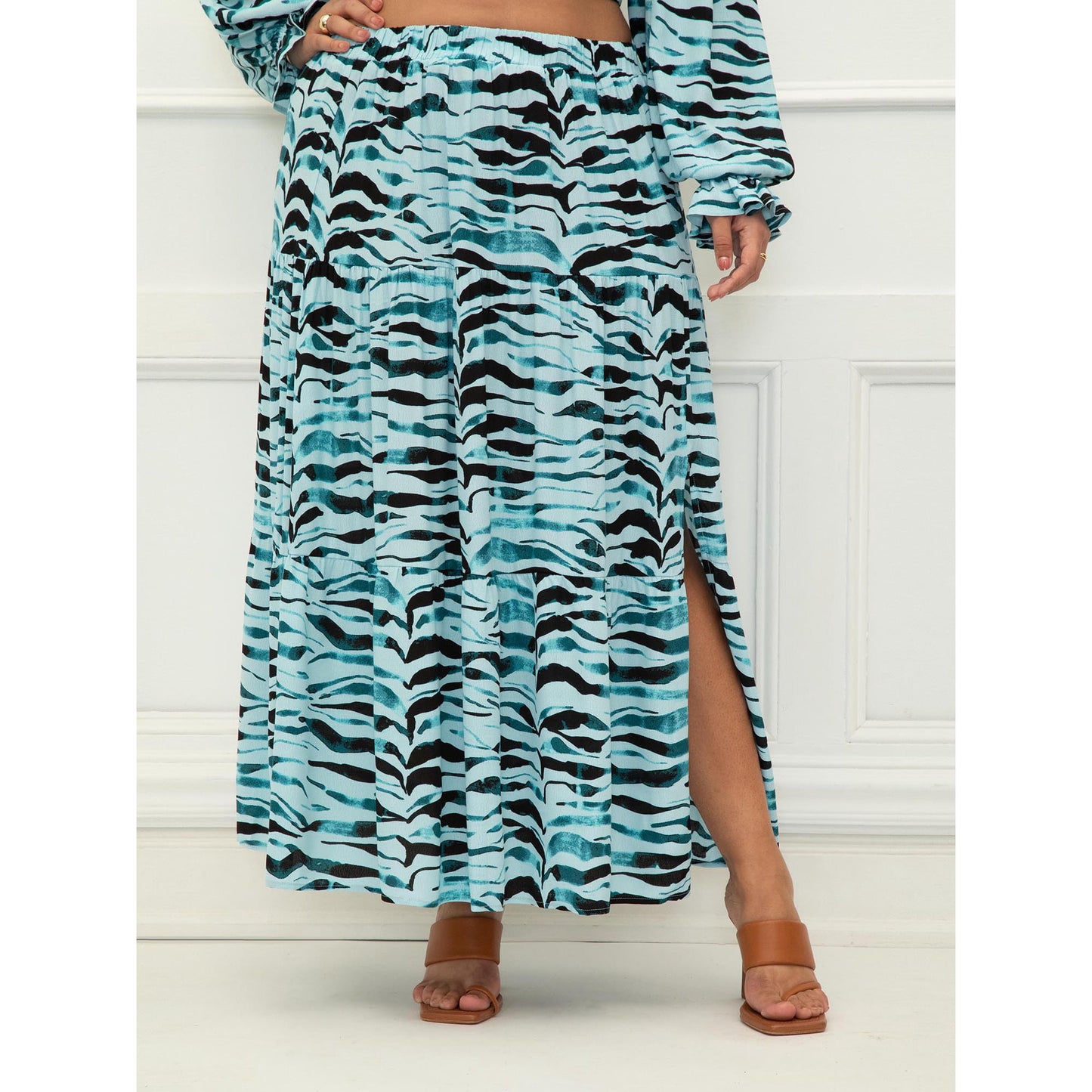 Eloquii Elements Womens Tiered Maxi Skirt