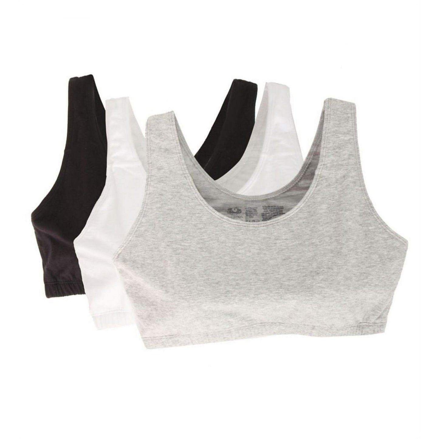Fruit of the Loom Womens Tank Style Cotton Sports Bra, 3-Pack, Style-9012