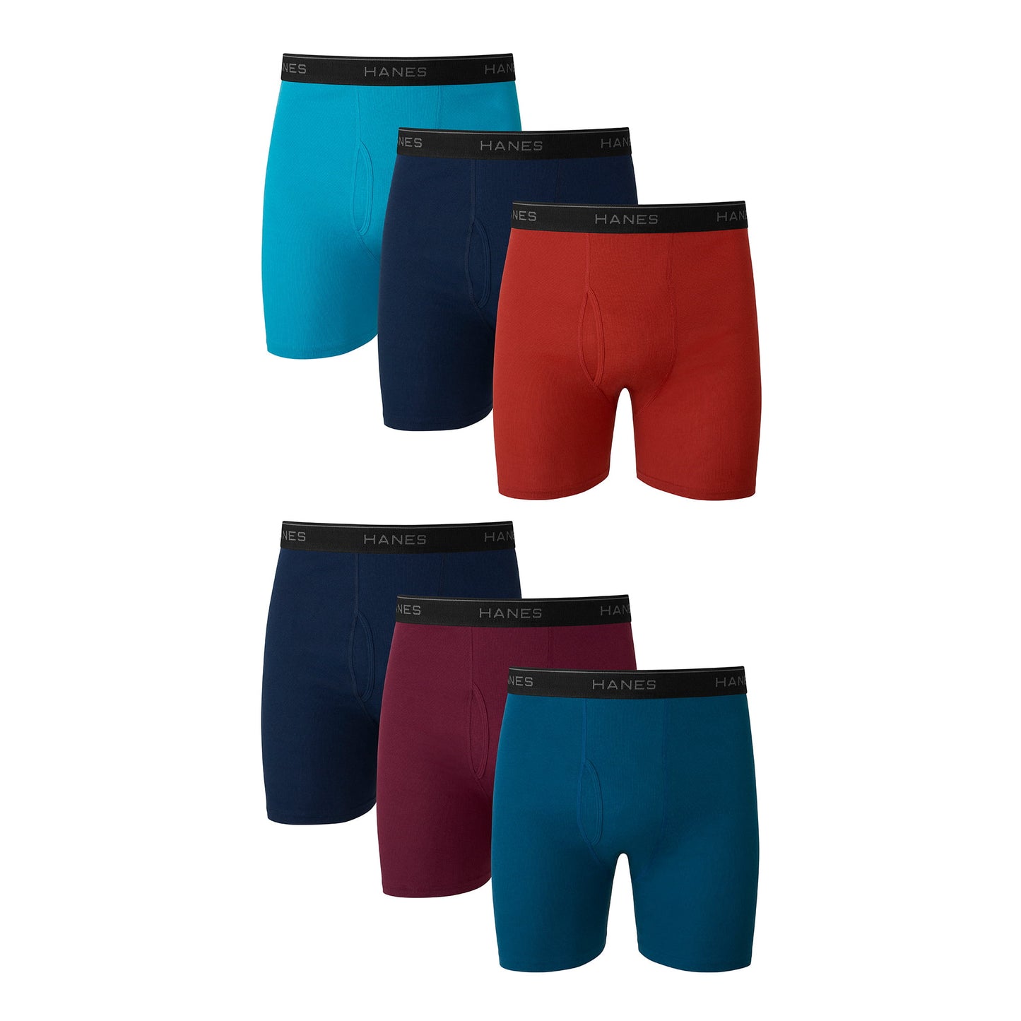 Hanes Mens Dyed Boxer Brief, 6-Pack