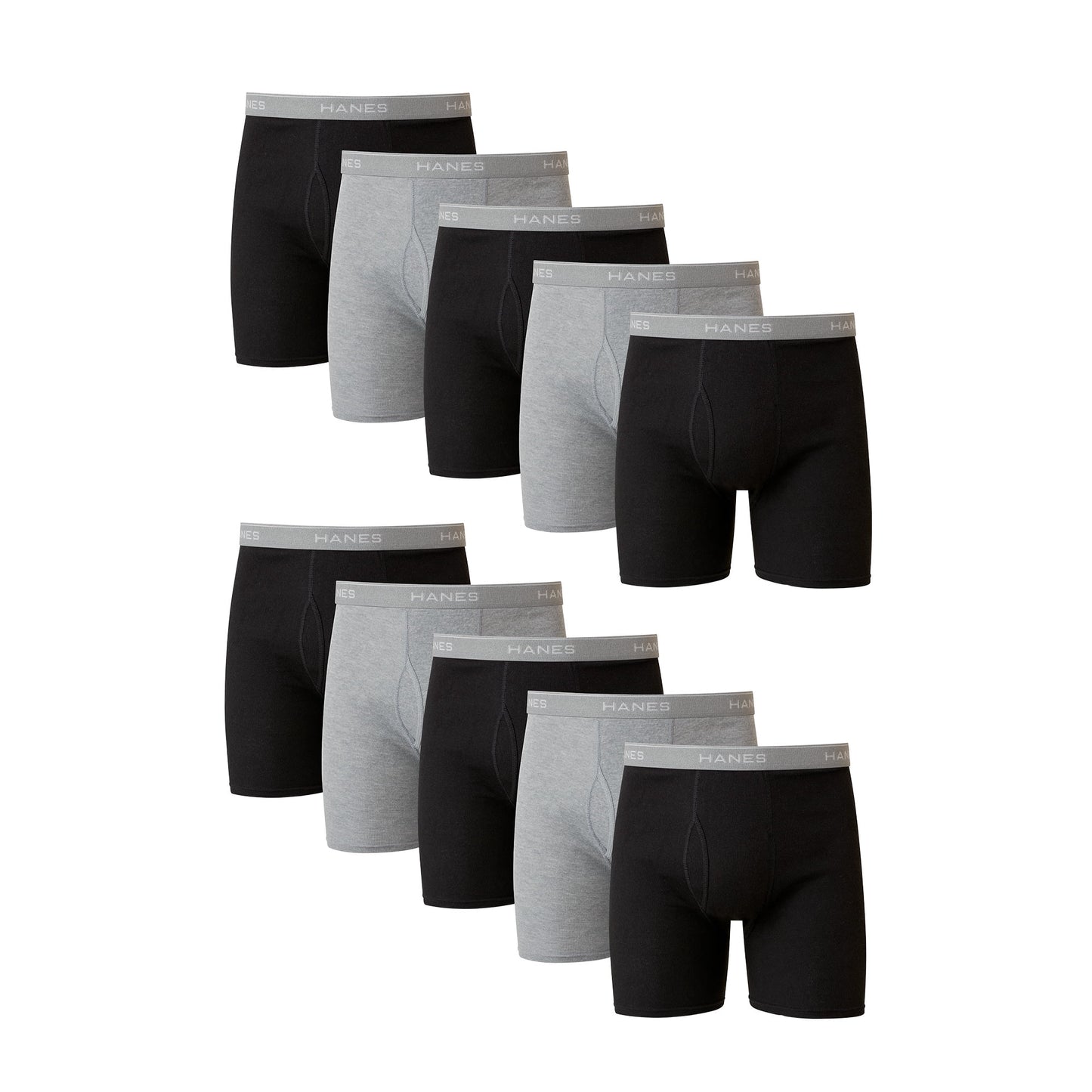 Hanes Mens Super Value Pack Assorted Boxer Briefs, 10 Pack