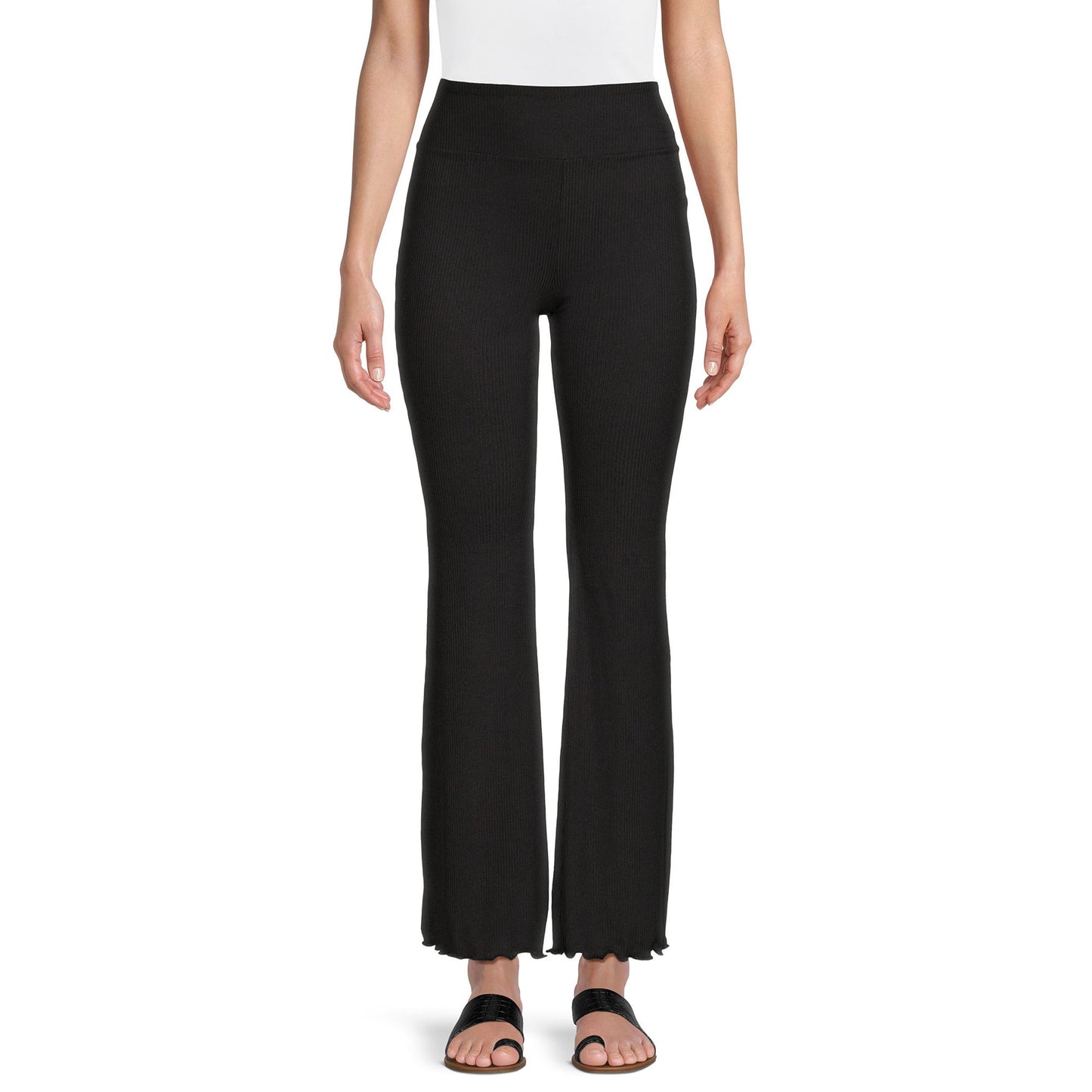 No Boundaries Juniors Flare Pants with Lettuce Edge Hem,