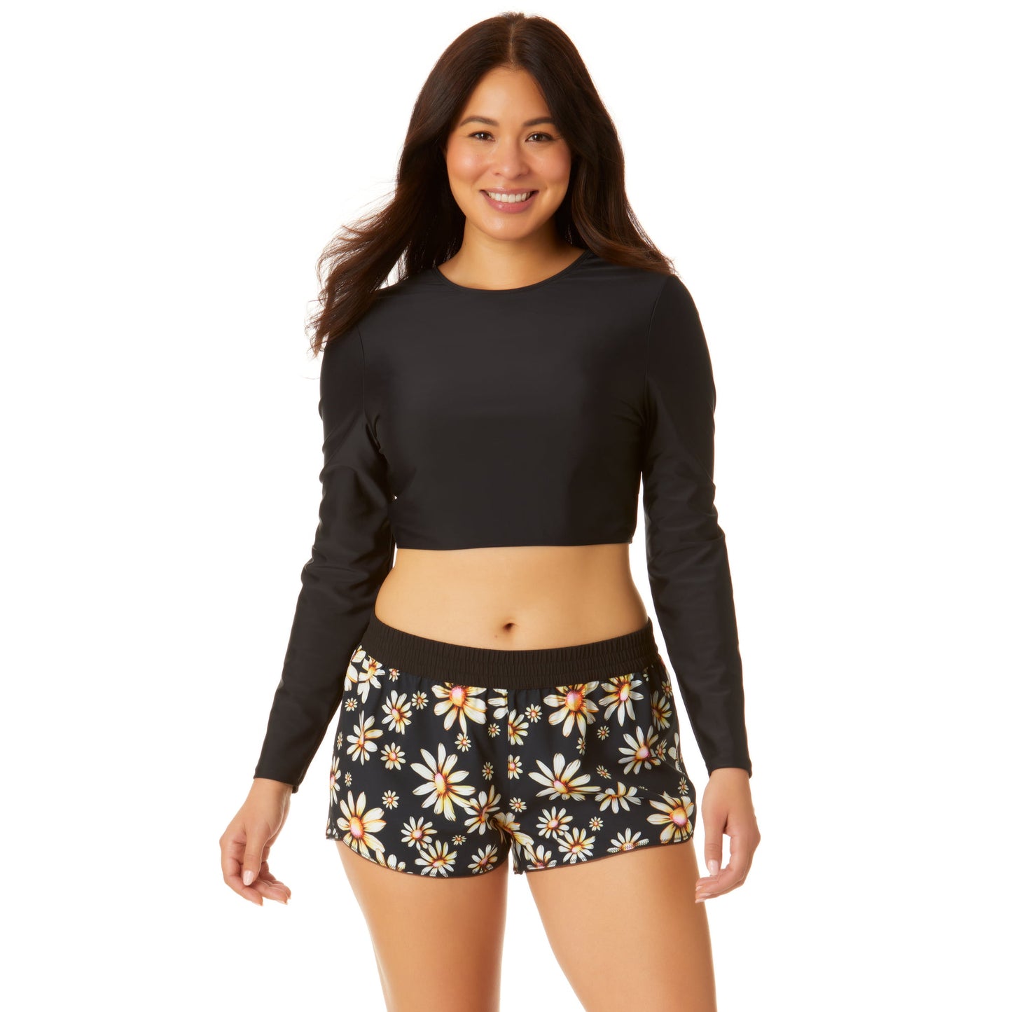 No Boundaries Juniors Rashguard Swimsuit Top