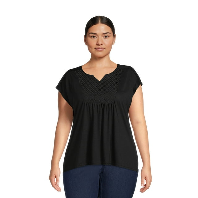 Real Size Womens Plus Size Crochet Bib Tunic Top