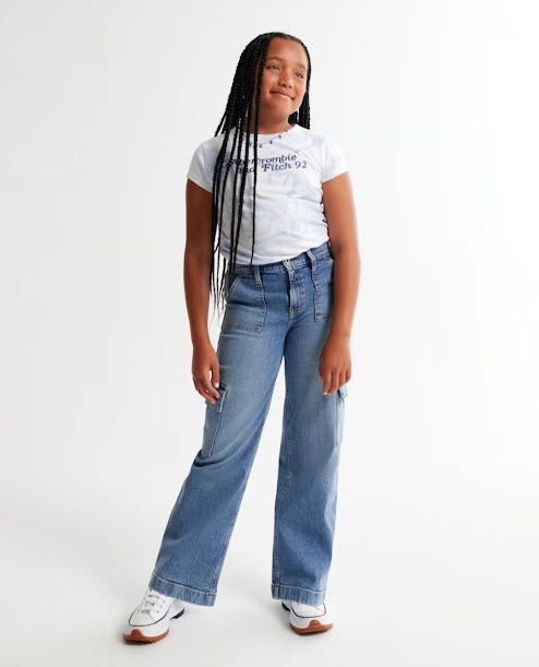 Abercrombie kids high rise wide leg jeans
