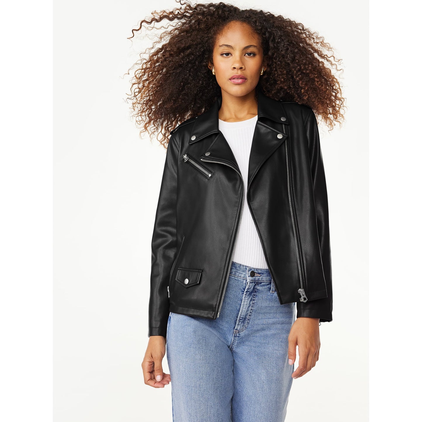Scoop Womens Faux Leather Moto Jacket