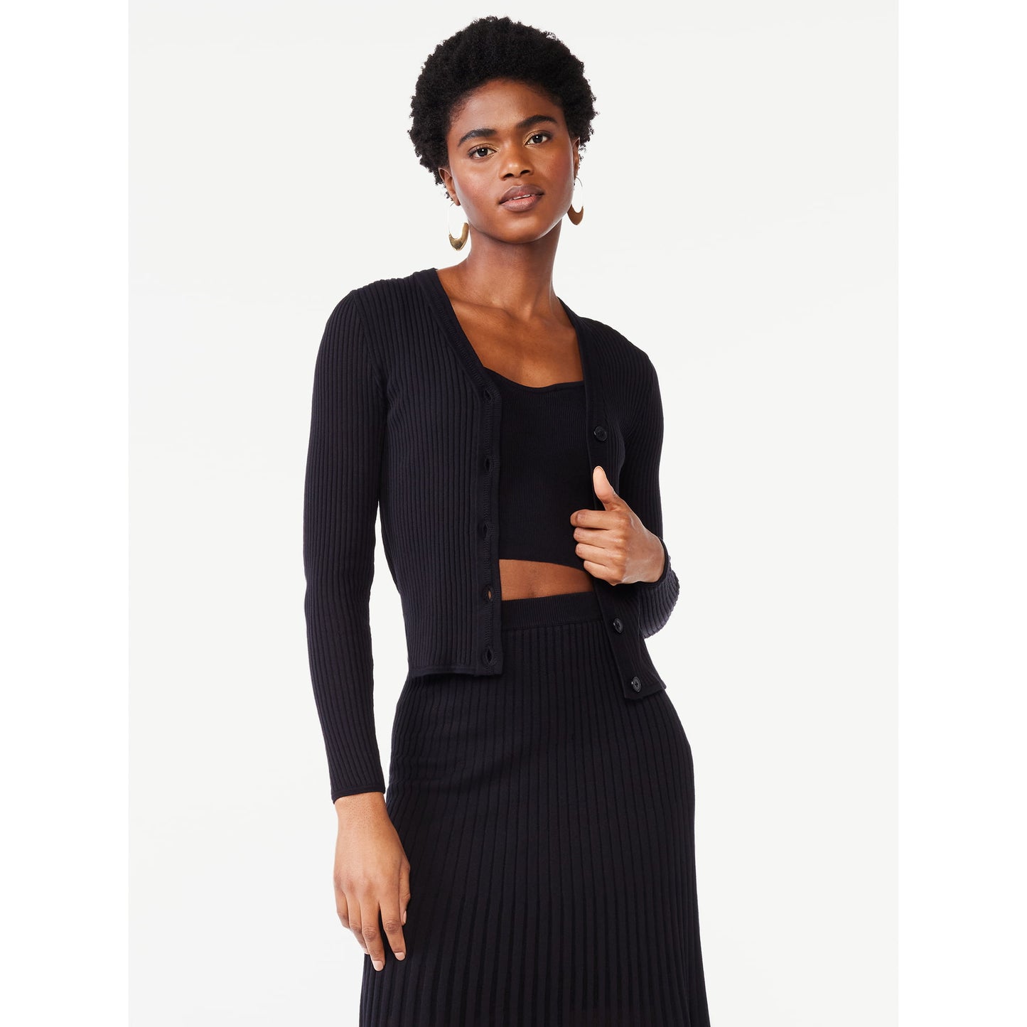 Scoop Womens Stripe Cardigan Sweater with Bralette, Lightweight