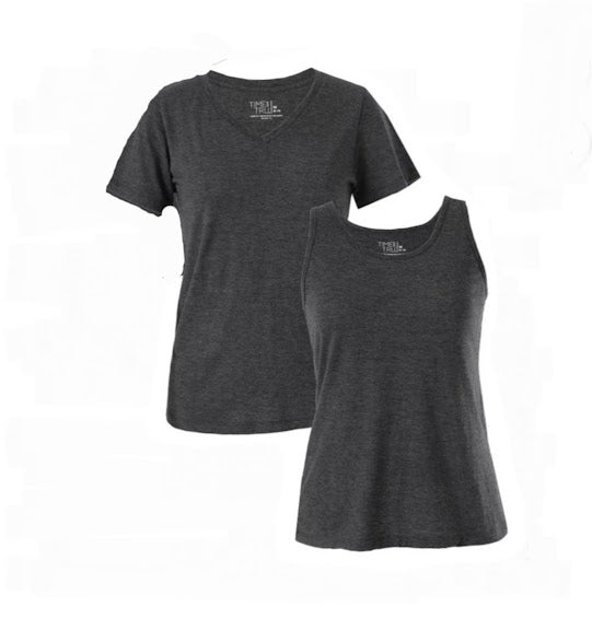 Time and Tru Womens Slub T-Shirts and Tank Top,2-Pack