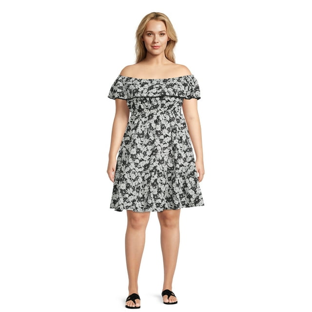 Terra & Sky Womens Plus Size Off The Shoulder Dress