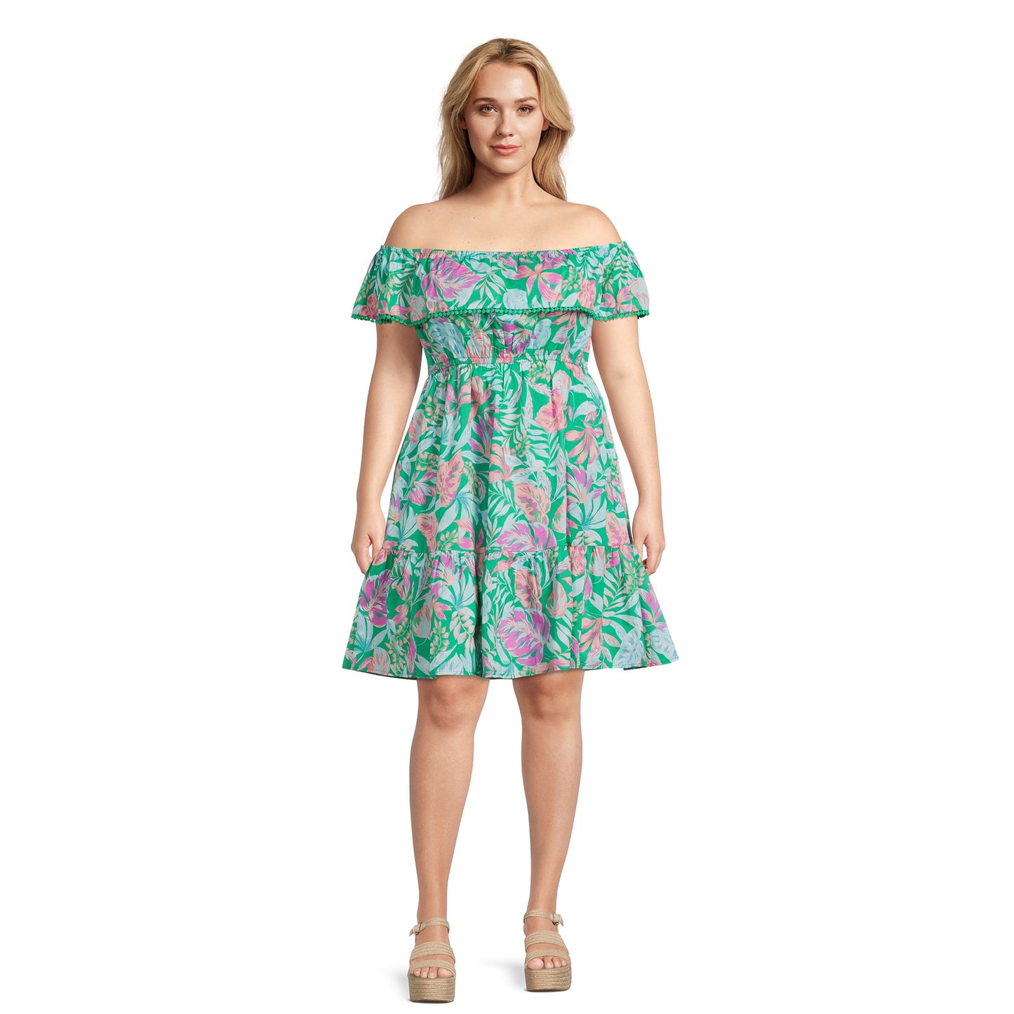 Terra & Sky Womens Plus Size Off The Shoulder Dress