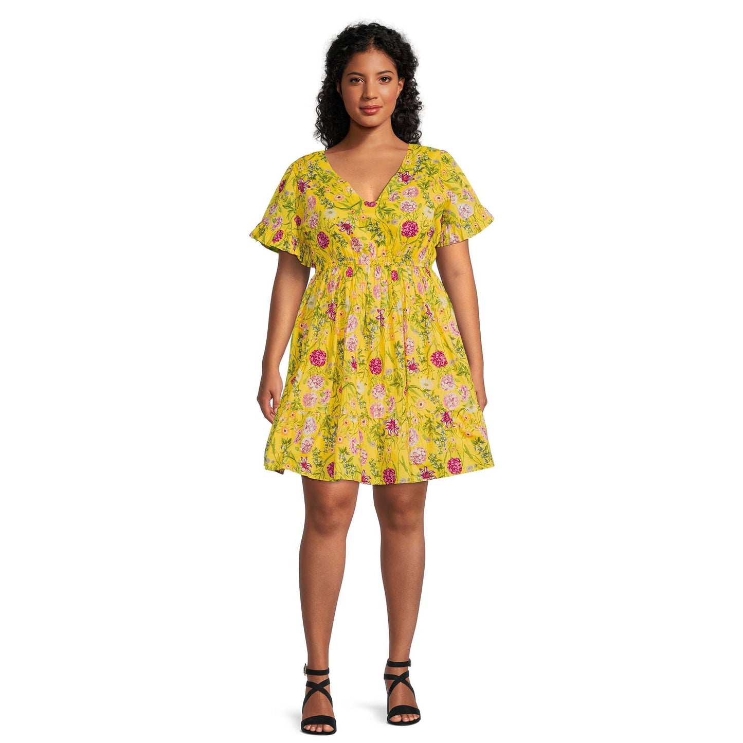 Terra & Sky Womens Ruffled Print Dress