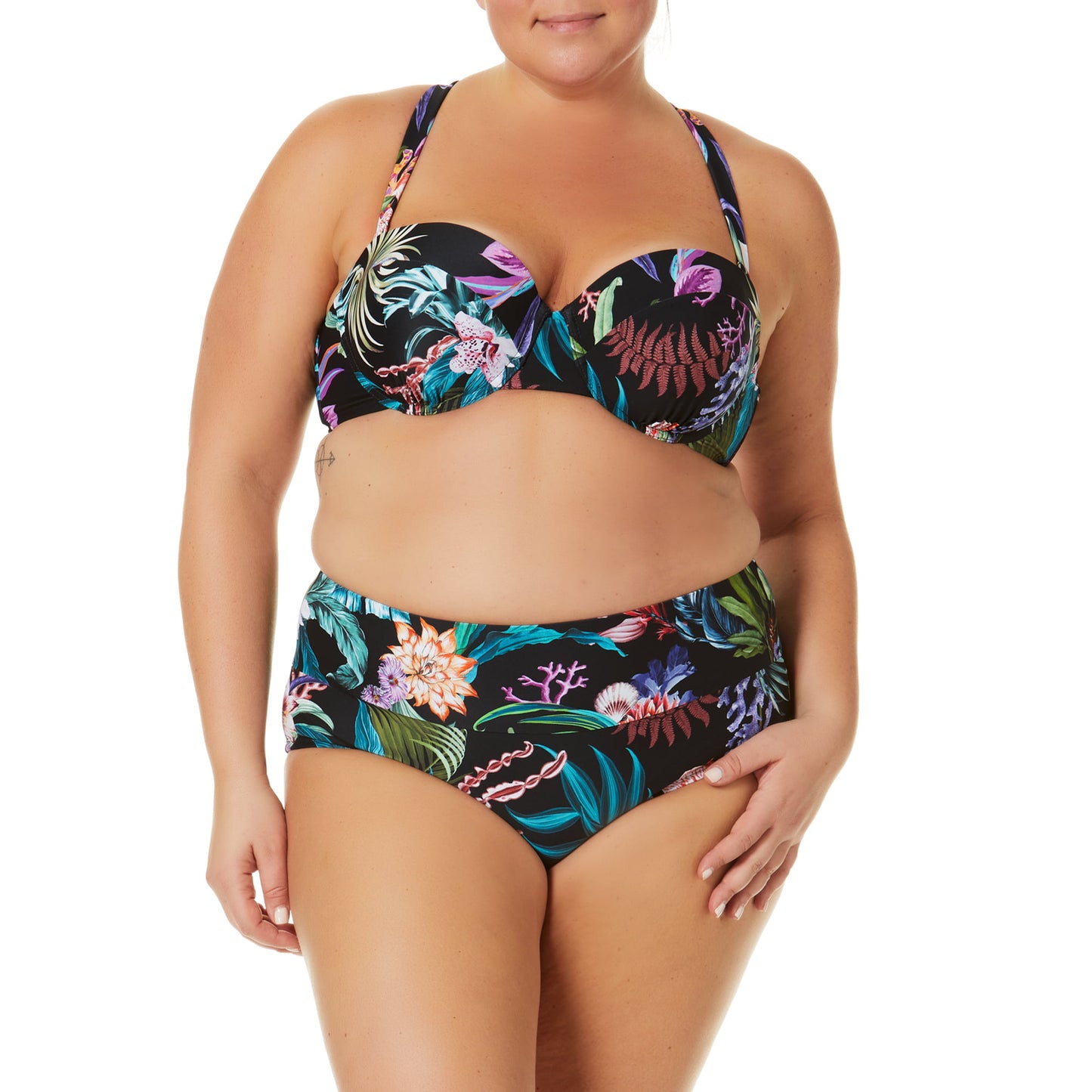 Terra and Sky Women's Plus Ocean Botanica Bikini Top