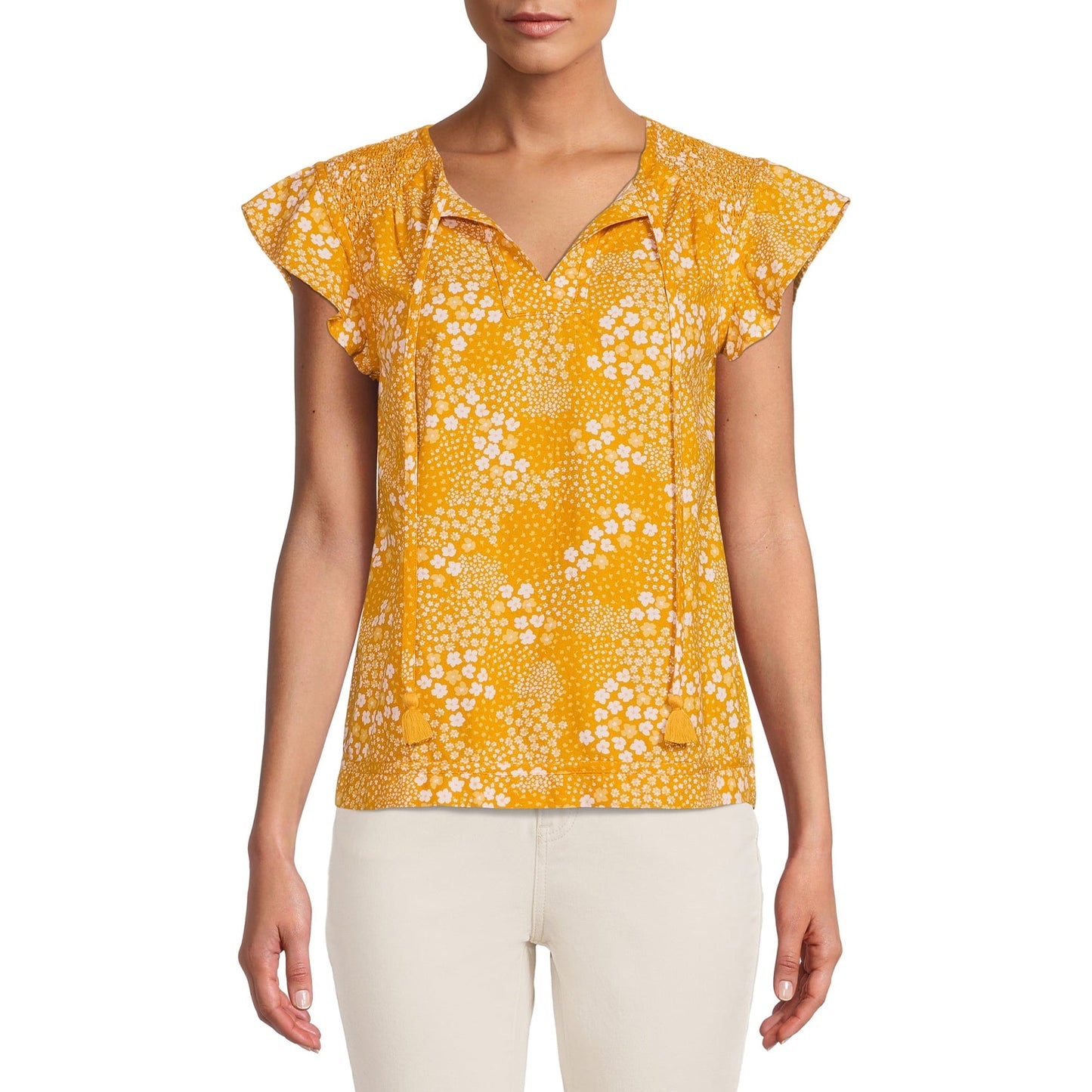 Time and Tru Womens Flutter Sleeve Top