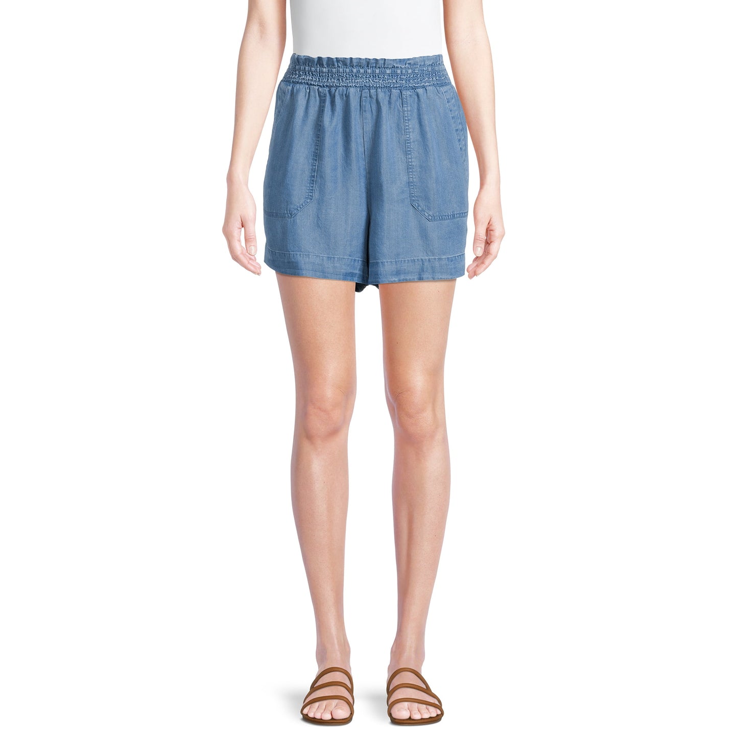 Time and Tru Women's Paperbag Waist Pull On-Shorts