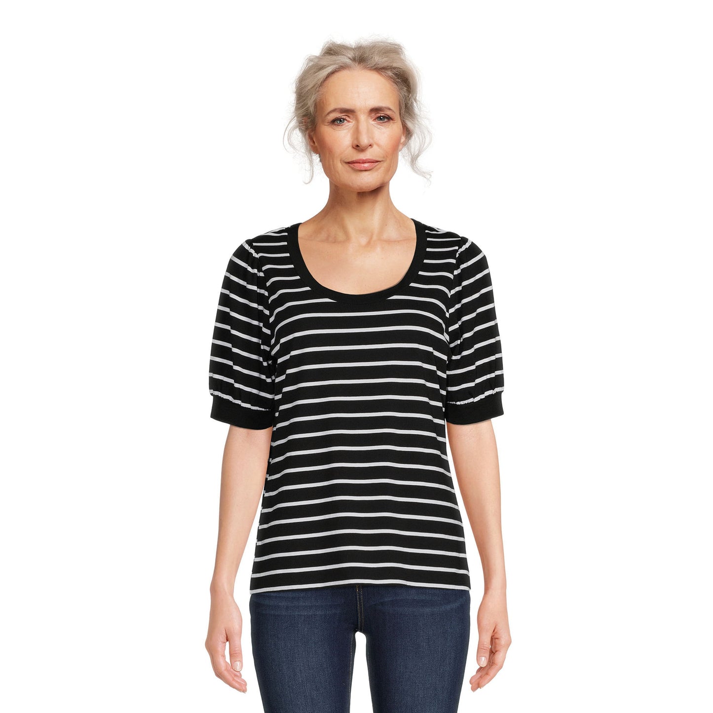 Time and Tru Womens Puff Sleeve Top