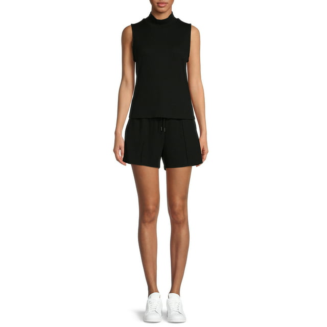 Time and Tru Womens Rib Knit Top and Shorts Set, 2-Piece