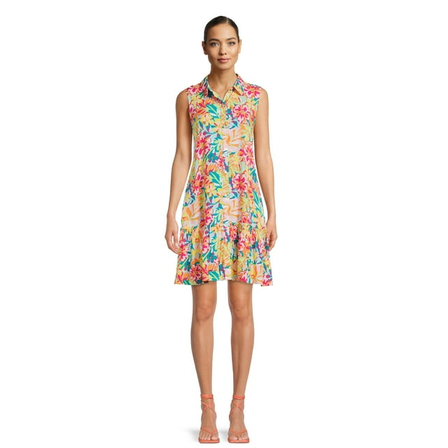 Time and Tru Womens Sleeveless Shirt Dress