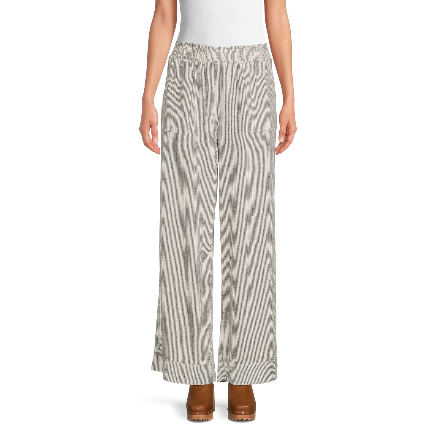 Time and Tru Women's Smocked Waist Linen Pants