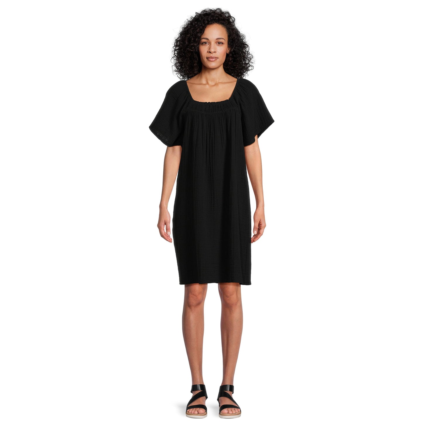 Time and Tru Women's Textured Mini Dress with Short Sleeves