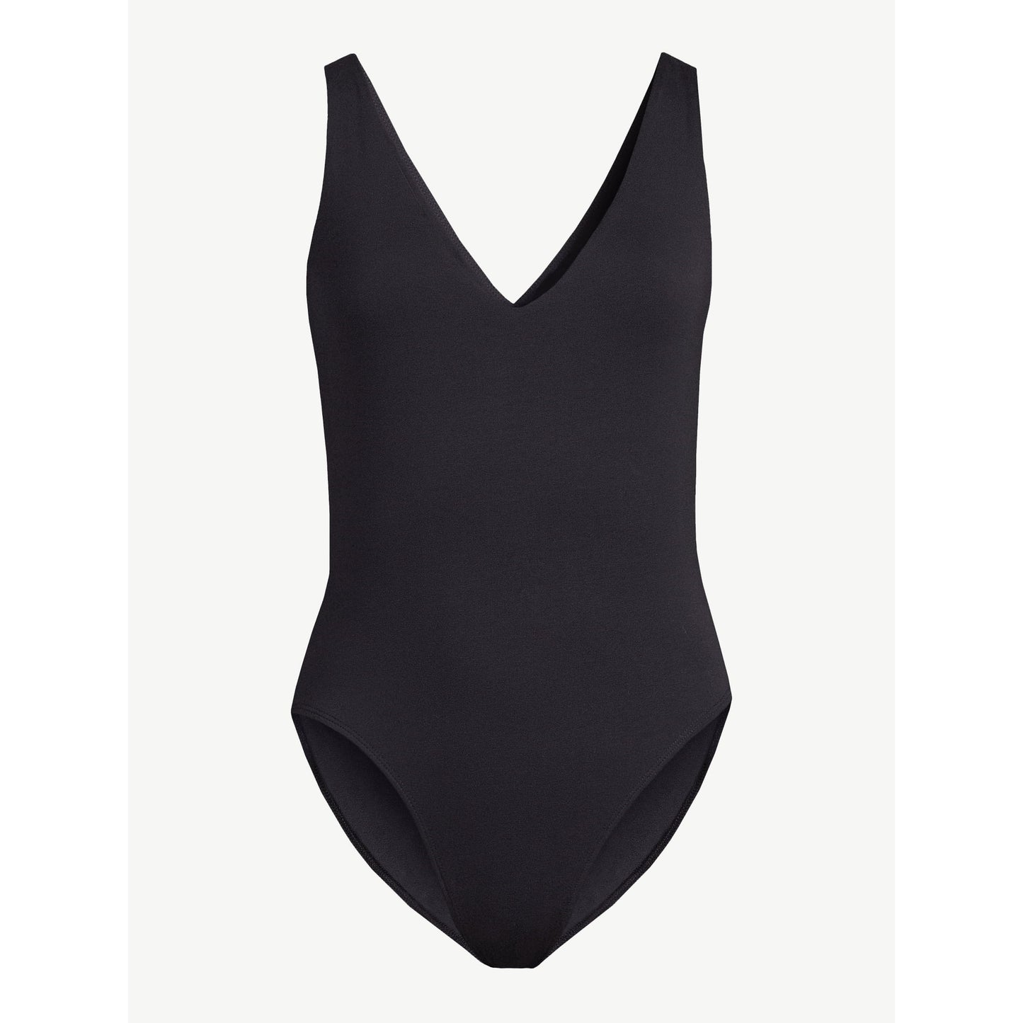 Scoop Womens Sleeveless Double V Neck Fitted Bodysuit